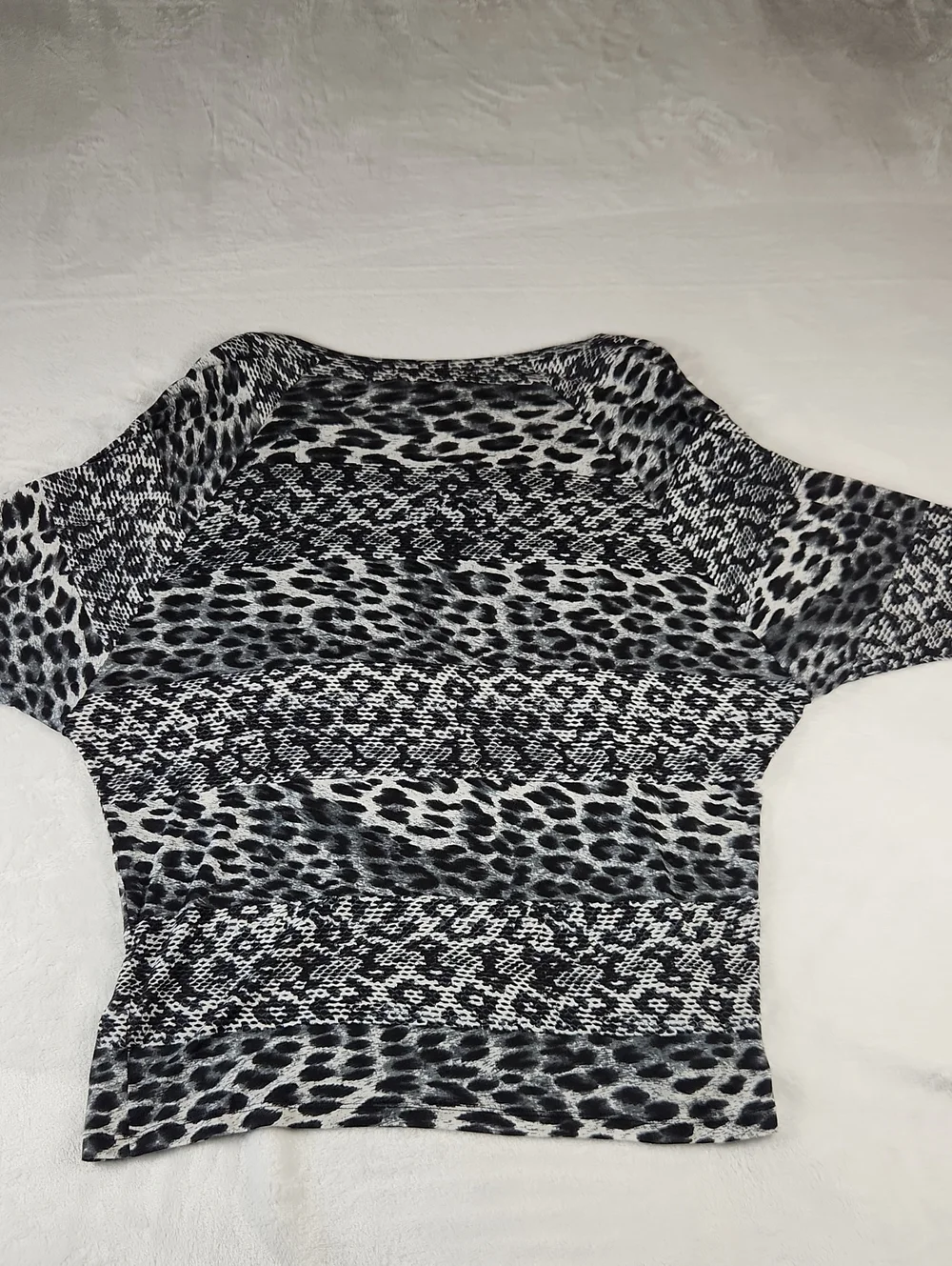 MICHAEL Michael Kors Black & White Mixed Animal & Snake Print Long Sleeve Top XL